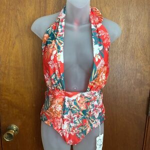 Modcloth Vibrant Floral Halter One Piece